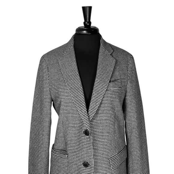 Uniqlo Women's Blazer Black White Houndstooth Check Wool Blend Suit Jacket M - Picture 6 of 9